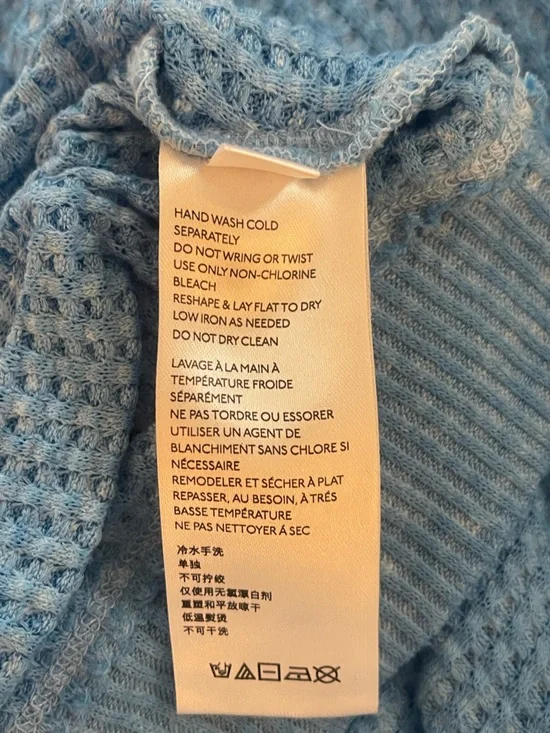 Free People Sky Blue Off-Shoulder Waffle Knit Top - Picture 5 of 5